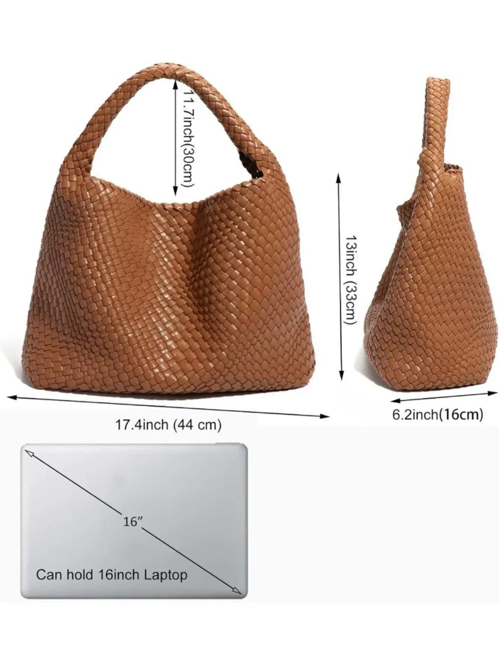 Stylish Woven Tote Bag with Purse, Large Handmade Shoulder Hobo for Commuting